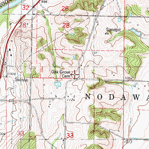 Topographic Map of Oak Grove Cemetery, IA