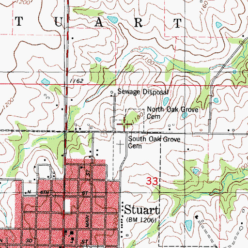 Topographic Map of North Oak Grove Cemetery, IA