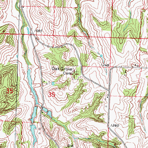 Topographic Map of Oak Grove Cemetery, IA