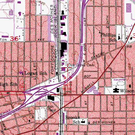 Topographic Map of Children of Israel Cemetery, IA