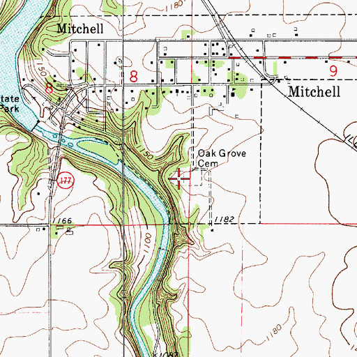 Topographic Map of Oak Grove Cemetery, IA