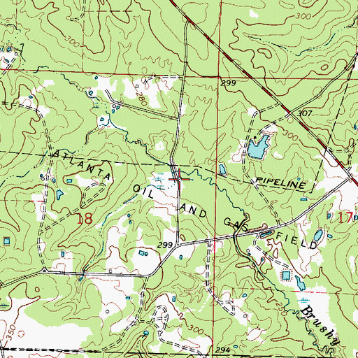 Topographic Map of Atlanta Oil and Gas Field, AR