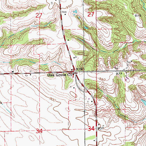 Topographic Map of Oak Grove Church, IA