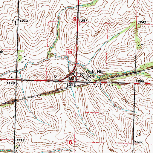 Topographic Map of Oak Hill Cemetery, IA