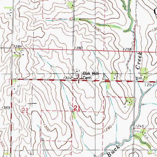 Topographic Map of Oak Hill Church, IA