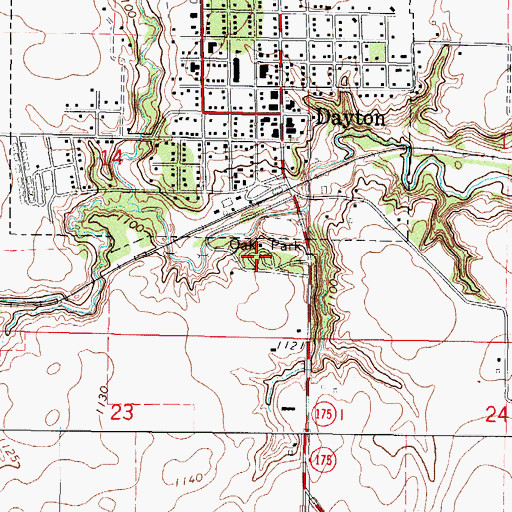 Topographic Map of Oak Park, IA