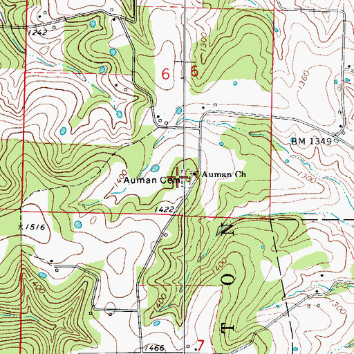 Topographic Map of Auman Cemetery, AR