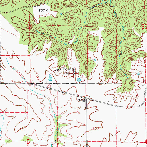 Topographic Map of Oak Point Cemetery, IA