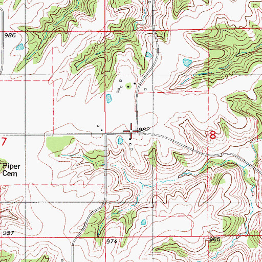 Topographic Map of Oakland School, IA