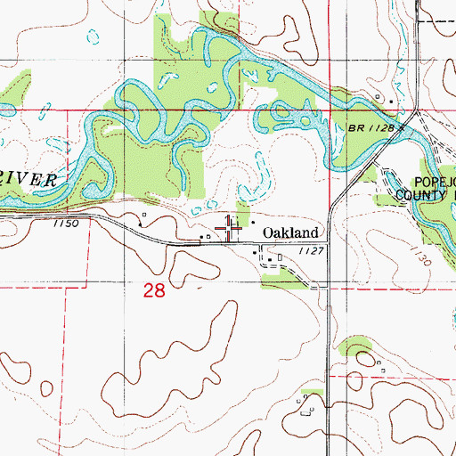 Topographic Map of Oakland Valley Cemetery, IA