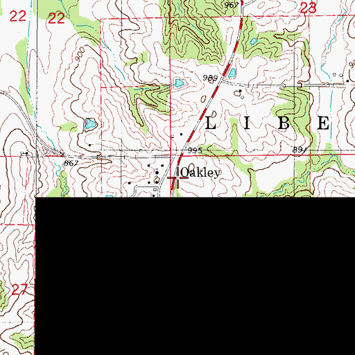 Topographic Map of Oakley, IA