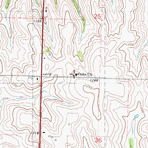Topographic Map of Oaks Church, IA