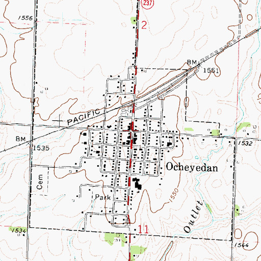Topographic Map of Ocheyedan, IA
