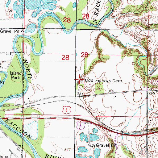 Topographic Map of Odd Fellows Cemetery, IA
