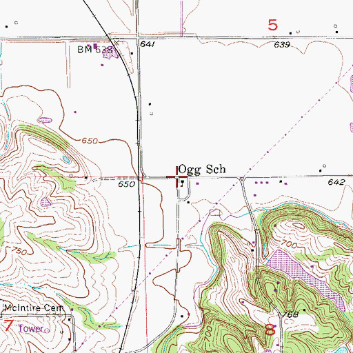 Topographic Map of Ogg School, IA