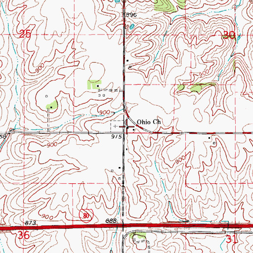 Topographic Map of Ohio Church, IA