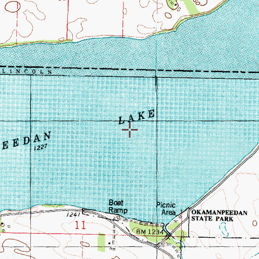 Topographic Map of Okamanpeedan Lake, IA
