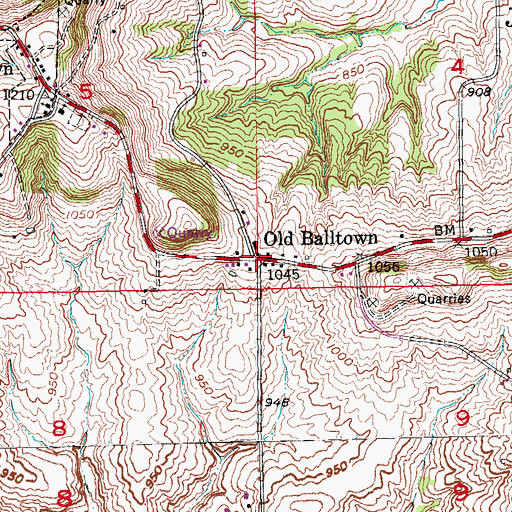 Topographic Map of Old Balltown, IA