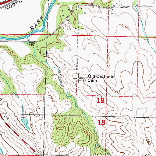 Topographic Map of Old Catholic Cemetery, IA