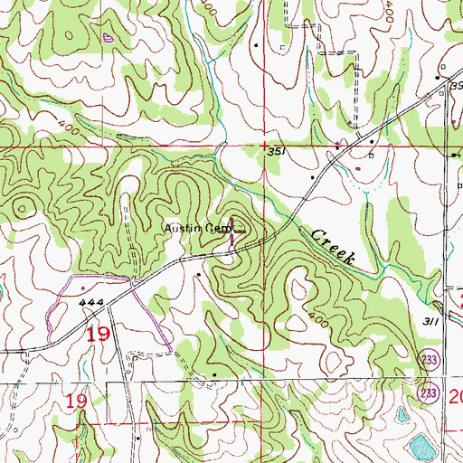 Topographic Map of Austin Cemetery, AR