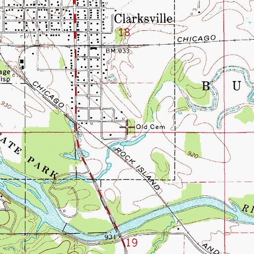Topographic Map of Old Cemetery, IA