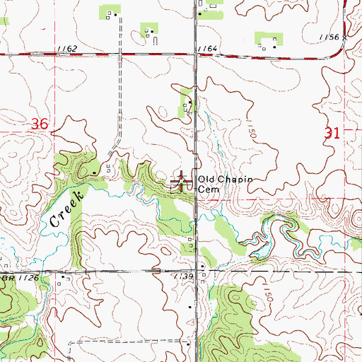 Topographic Map of Old Chapin Cemetery, IA