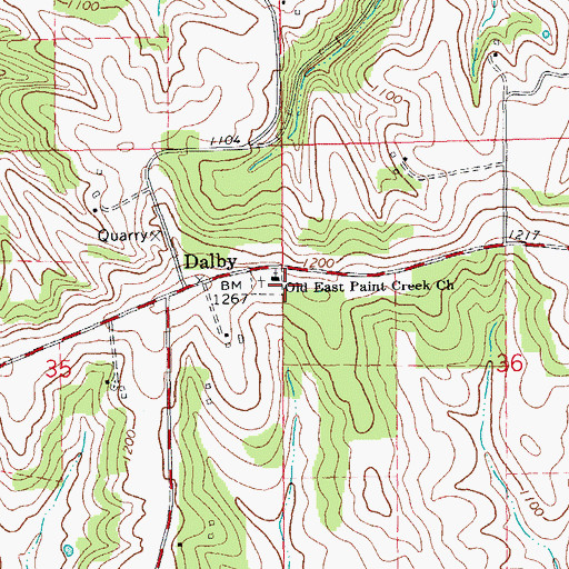 Topographic Map of Old East Paint Creek Church, IA