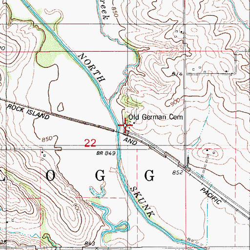 Topographic Map of Old German Lutheran Cemetery, IA