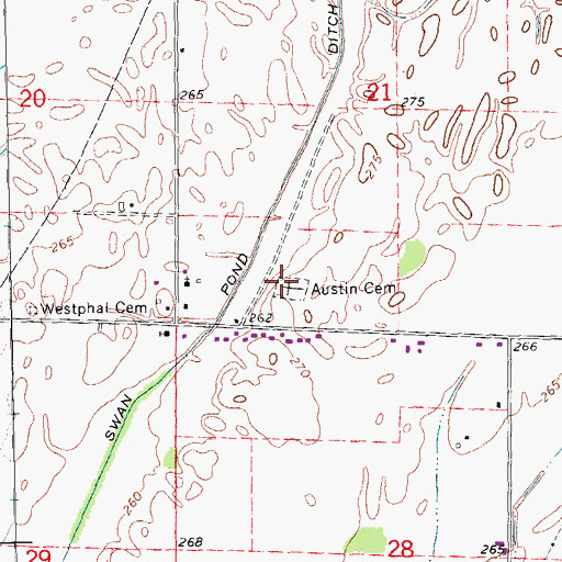 Topographic Map of Austin Cemetery, AR