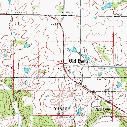 Topographic Map of Old Peru, IA