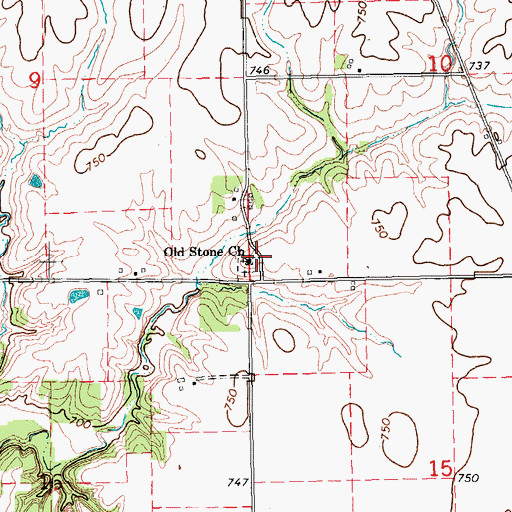 Topographic Map of Old Stone Church, IA