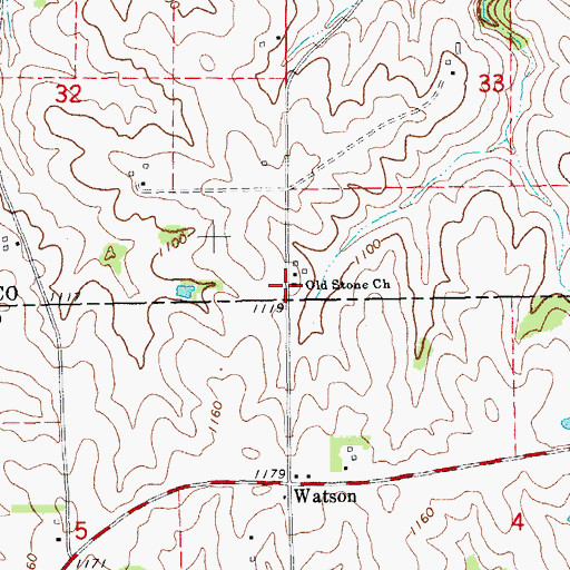 Topographic Map of Old Stone Church, IA
