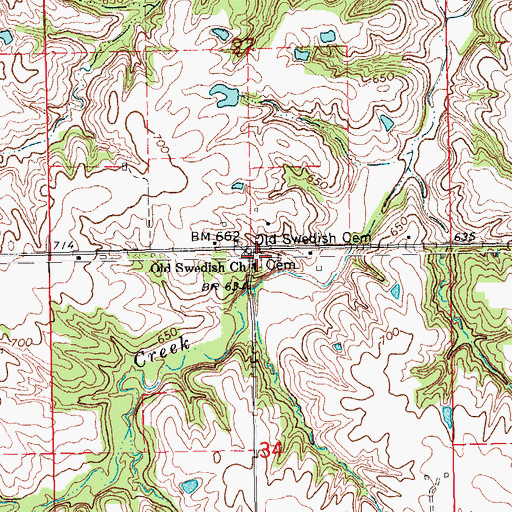 Topographic Map of Old Swedish Cemetery, IA