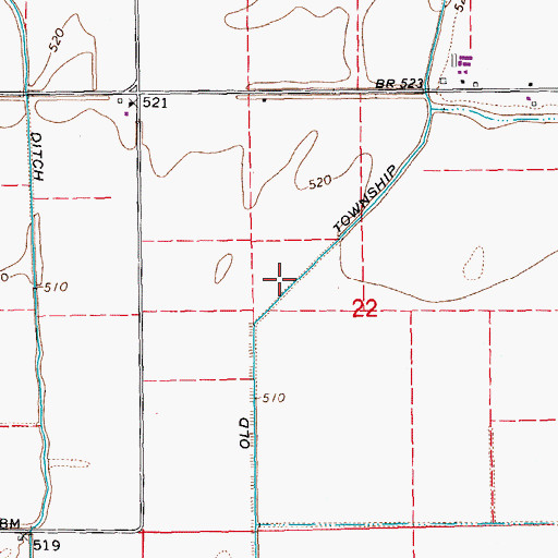 Topographic Map of Old Township Ditch, IA