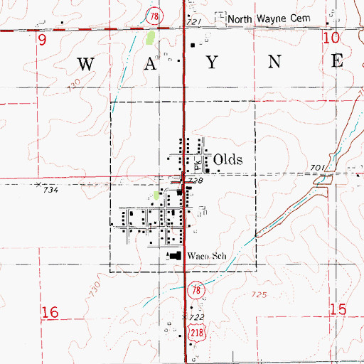 Topographic Map of Olds, IA