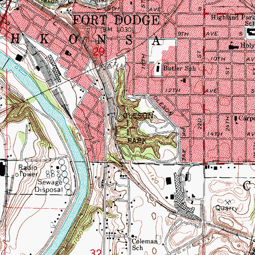 Topographic Map of Oleson Park, IA