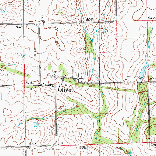 Topographic Map of Olivet Cemetery, IA