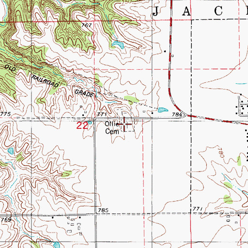 Topographic Map of Ollie Cemetery, IA