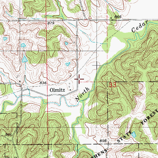 Topographic Map of Olmitz, IA