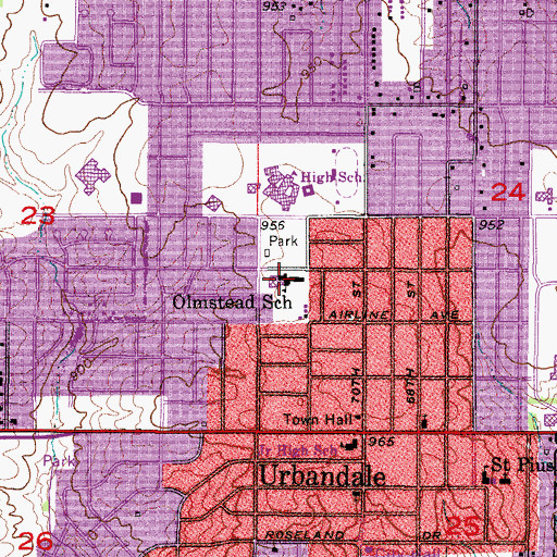 Topographic Map of Olmsted Elementary School, IA