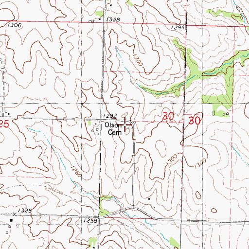 Topographic Map of Olson Cemetery, IA