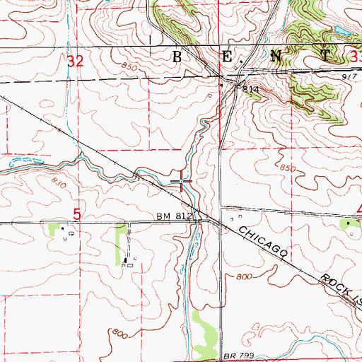 Topographic Map of Opossum Creek, IA