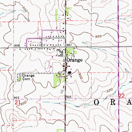 Topographic Map of Orange, IA