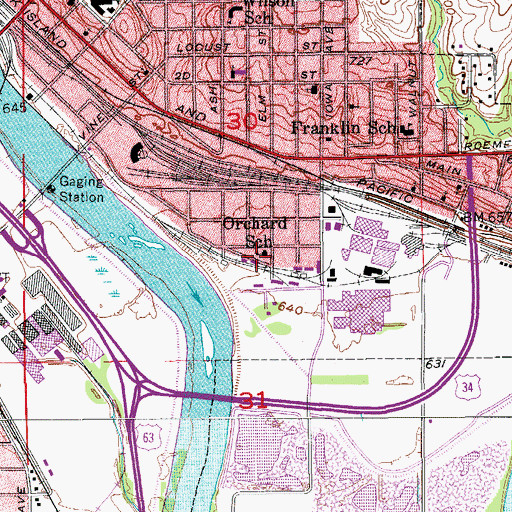 Topographic Map of Orchard School, IA