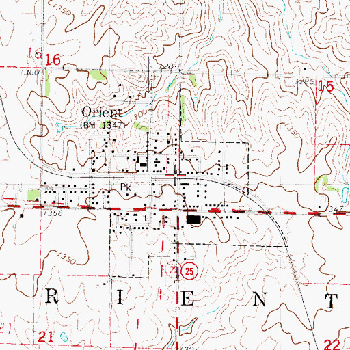 Topographic Map of Orient, IA