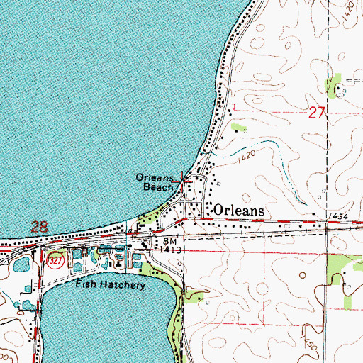 Topographic Map of Orleans Beach, IA