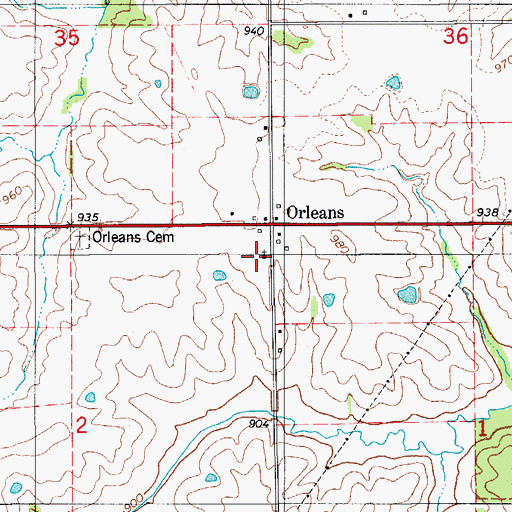 Topographic Map of Orleans Church, IA