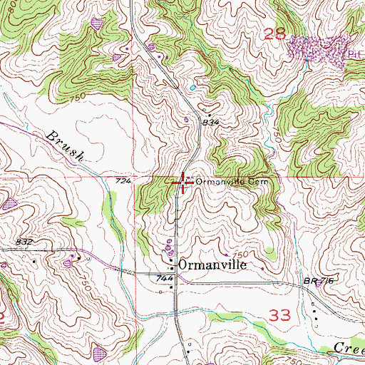 Topographic Map of Ormanville Cemetery, IA