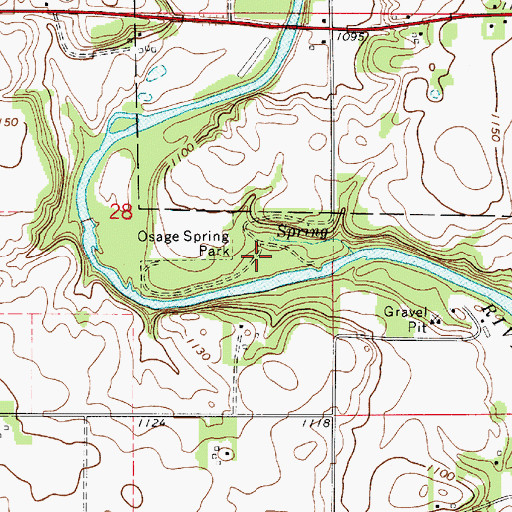 Topographic Map of Osage Spring Park, IA