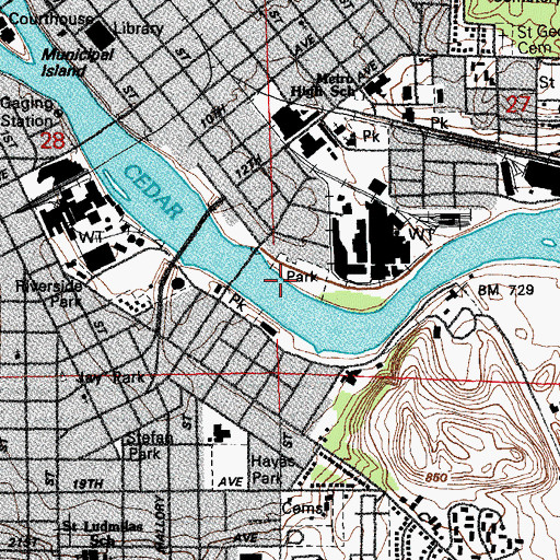 Topographic Map of Osborn Park, IA